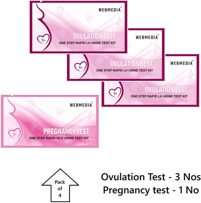 WebMedia One step Rapid LH urine Test|1 preg kit & 3 Ovulation Kit(4 Tests, Pack of 4)