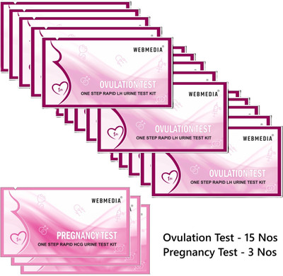WebMedia One step Rapid LH urine Test|3 preg kit & 15 Ovulation Kit(18 Tests, Pack of 18)