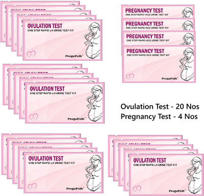 PregaPath One step Rapid LH urine Test|4 preg kit & 20 Ovulation Kit(24 Tests, Pack of 24)