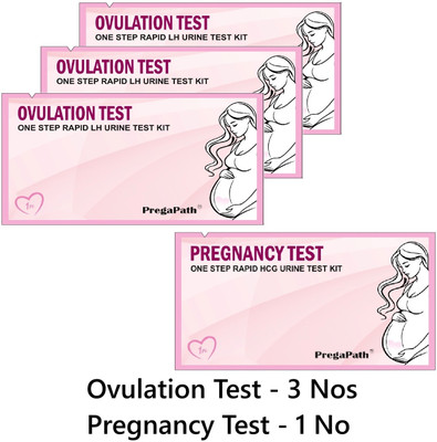 PregaPath One step Rapid LH urine Test|1 preg kit & 3 Ovulation Kit(4 Tests, Pack of 4)