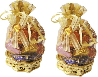 Cake House & Chocolate Land Golden basket chocolate gift baskets combo pack of 2 Plastic Gift Box(Gold)