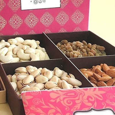 Delight Foods Premium Dry Fruits Gift Box 400g ||Goan Cashew Nuts WL320 100 g + Raisins Round 100 g + California Almonds 100 g + Roasted Salted Pista Medium 100 g || Rakhi Greeting Card | Rakshabandhan Festive Gift Pack (For Sister)) Assorted Gift Box(Multicolor)