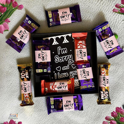 OddClick chocolate gift combo I am sorry I Love You gift pack gift box Paper Gift Box(Multicolor)