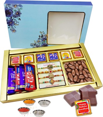 FabBites Rakhi/Rakshabandhan with Chocolate Box for Bro/Bhaiya and Sister in Law/Bhabhi Paper Gift Box(Blue)
