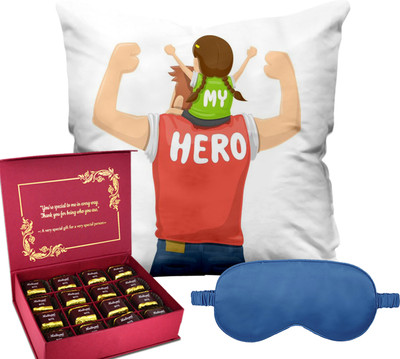 Midiron Printed Cushion for Father's Day | Eye Mask for Sleeping, Travelling, Relaxation Ceramic Gift Box(Multicolor)