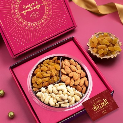 Healthy Treat Diwali Gift Hamper | Dry fruit Gift | Diwali Gift Hamper | Gift Pack of Almonds, Cashews, Raisins(300 g)