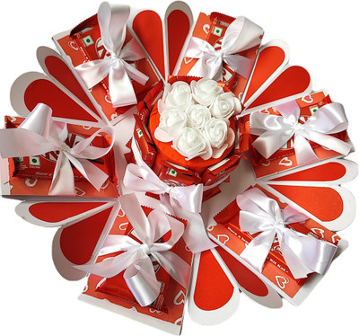Chandrans Creation Six Hand White Birthday Chocolate Explosion Box Paper Gift Box(White)
