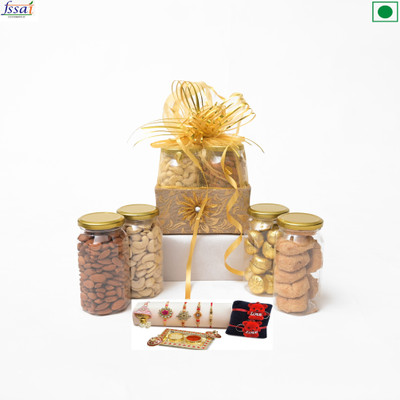 vt real nutri Bhaiya Bhabhi Rakhi For Bhai Bhabhi Lumba Rakhi & Mix Dry Fruits and Chocolates _vtgiftpkt40 Assorted Lumba  Set(Rkahi Set with Dry Fruits Combo)