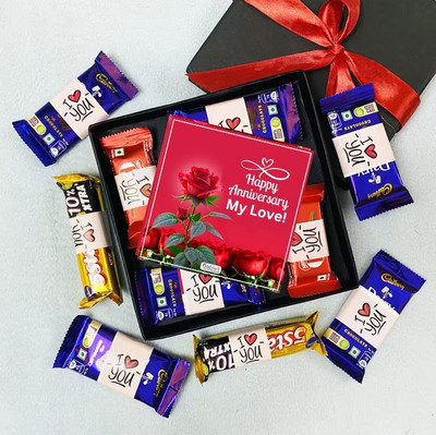 OddClick Unique Happy Anniversary My Love chocolate for girlfriend wife boyfriend husband Paper Gift Box(Multicolor)