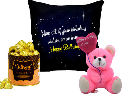 Midiron Birthday Chocolate Box|Happy Birthday Cushion For Girls/Wife/Fiancee Microfibre Gift Box(Multicolor)
