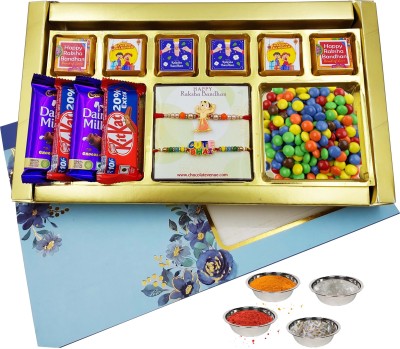 FabBites Rakhi for Kids Boy, Kids Girl,Little/Younger Brother-Rakhi Set with Chocolates Paper Gift Box(Blue)