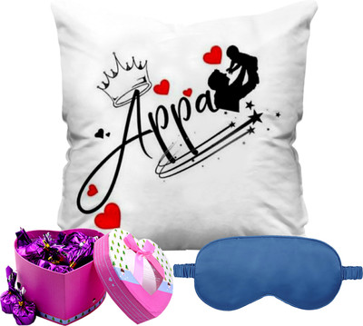 Midiron Happy Father's Day Chocolate combo with Printed Cushion & Eye Mask Ceramic Gift Box(White)