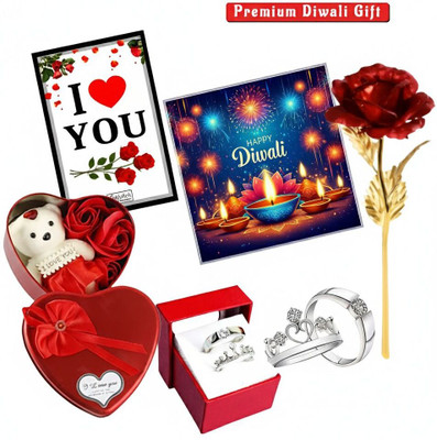 OddClick Premium Diwali & I Love You Gift Combo gift for girls, boyfriend gift set Combo Paper Gift Box(Multicolor, Red, Silver)