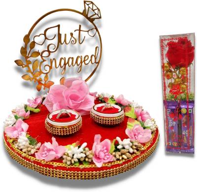 Unique Palette Just Engaged Ring Ceremony Wedding Ring Platter | Engagement Ring Platter Wooden Gift Box