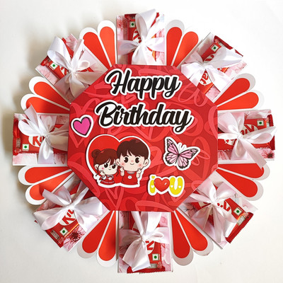 Chandrans Creation I Love You Birthday Chocolate Explosion Box Paper Gift Box(Red)