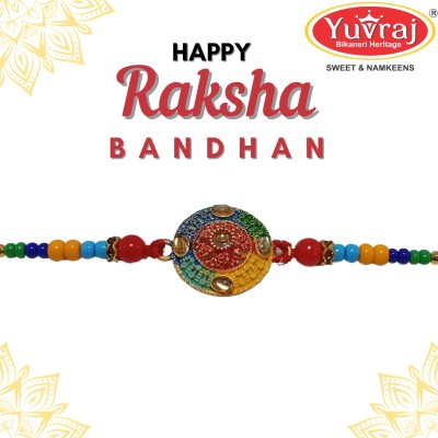 Yuvraj food prouct Designer multicolours designer rakhi for bhiaya with roli chawal Assorted Rakhi  Set(Brother rakhi 1 , roli chwal pack 11)