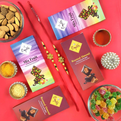 Expelite Rakhi Gift Hamper Brother - Rakhi Set with Chocolate Silk Gift Box(Multicolor)