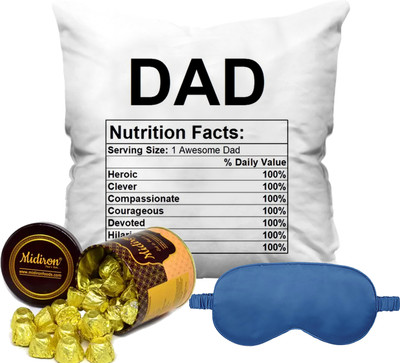 Midiron Happy Father's Day Printed Cushion & Sleeping Eye Mask Ceramic Gift Box(White)