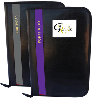 SB GRAND PU Leather Document File Folder With 20 Leaf's for Certificates and Document A4/FS Size(Set Of 2, Grey, Purple)