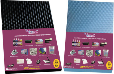 verena A4 Size Spiral Book Binding Sheet Pack of 100 Sheet Per Set(Set Of 2, Black, Transparent)