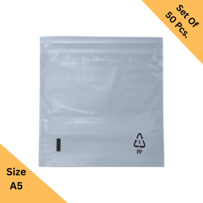 JPPL Polyethylene (PE) / BOPP Transparent Film A5 Size (9.5 x 7 Inch) Packing List Envelopes Full Gumming Transparent Pouch for Shipping, Packing Slip & Invoice Documents(Set Of 50, Transparent)