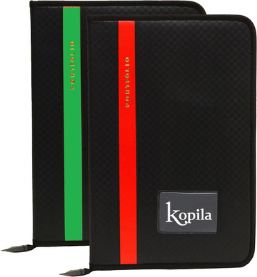 Kopila Synthetic Leather Very Good quality 20 leef's Compatible Paper Size- A4 & FS , Professional,office file,documents bag,certificate file folder Set of 2 Green& Red(Set Of 2, Green, Red,Black)