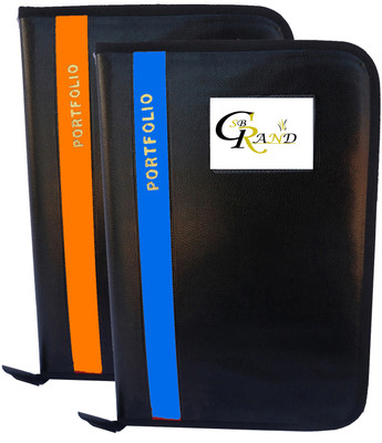 SB GRAND PU Leather Document File Folder With 20 Leaf's for Certificates and Document A4/FS Size(Set Of 2, Skyblue, Orange)