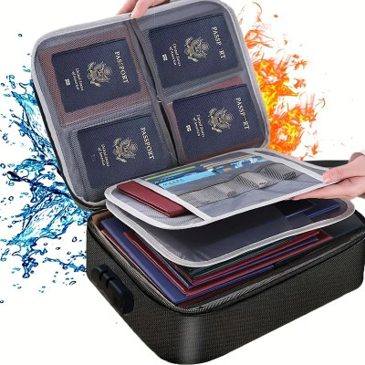 Voltegic Silicone Coated Fiberglass::Thermal Insulated Cotton::Aluminium Foil Expanding File Boxes(Set Of 1, Black)