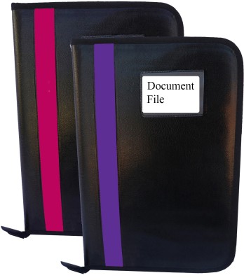 Kopila PU Leather Document,Certificate File Folder With 20 leefs and 3 Inner Pocket(Set Of 2, Pink & Purple)