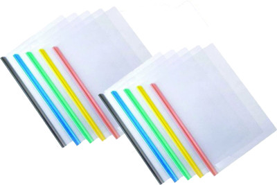 CAMPIO Plastic Transparent Stick File Folder/ Strip File for A4 Paper(Set Of 10, Transparent)