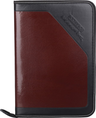 Kaanuka PU Leather PU Leather Executive Portfolio File Folder Legal Size Document Holder With 24 Leafs/Pockets, Certificate Organizer, Professional Zip File For Office, School & Business Use(Set Of 1, Maroon)