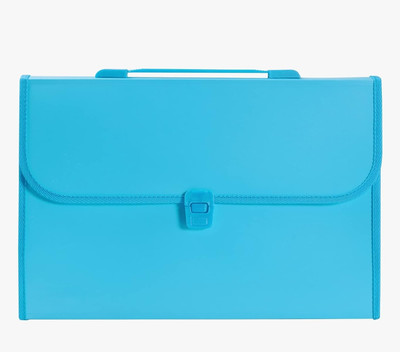 KUWAR Polypropline Expanding File Folder,13 Pockets, Durable Handle & Secure Buckle Closure(Set Of 1, Blue)