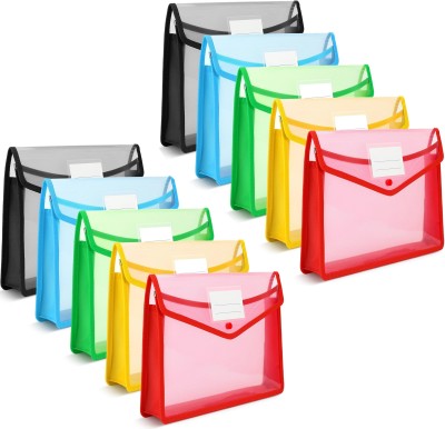 Skrill Plastic Plastic Envelope Folder,Transparent Poly-Plastic A4 Documents File Storage Bag With Snap Button Set Of 10/Certificate File Holder/Document Folder For Certificates A4 Size/Legal/Brief Bag For Document(Set Of 10, Multicolor)