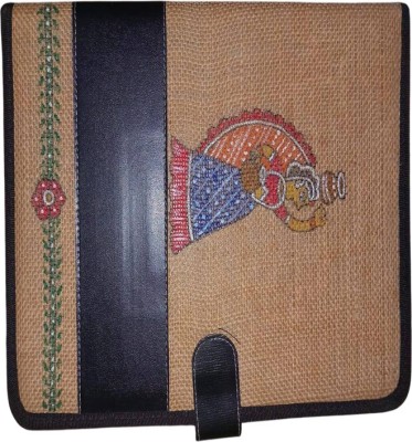 Nahida Jute Tikuli Painting Jute File Folder(Set Of 1, Brown)