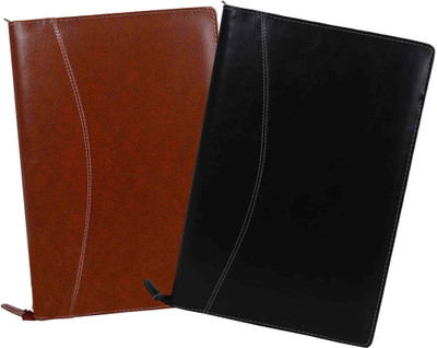 ZesTale Premium Leatherette Document Folder(Set Of 2, Black, Brown)