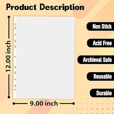 Shivom Polypropylene 50-Piece Transparent Waterproof 400 Micron Sheet Protector Files with 11 Punched Ring Holes, A4 Size(Set Of 50, TRANSPARENT)