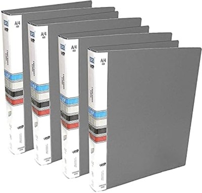 Lichie 2 D Ring Binder Plastic File,Paper Size A4 FILE(Set Of 4, Grey)