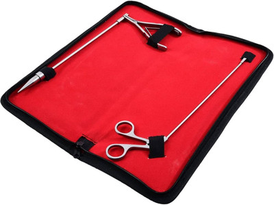 REVITI PU leather-look exterior with soft fabric interior Laparoscopy Instrument Carry Case(Set Of 1, Red)