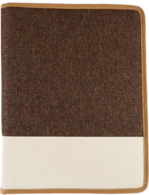 ASRAW Professional Jute Zipper Safety Closing Mechanism Conference File Folder Document Holder For Seminars, Business Meetings, Conferences, Presentations And Interview Portfolio- School, College And Office Use(Set Of 1, Brown-Off White)