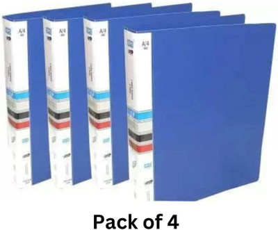 TRENDY ONE Plastic Ring Binder Folder File(Set Of 4, Blue)