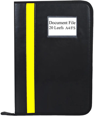 Parthav PU Leather files and document folder with 20 Leefs(Set Of 1, Yellow)