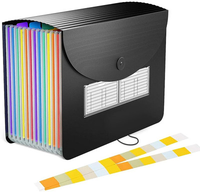 NISUN Polypropylene (PP) Plastic 33 * 24cm Home Office School Supplies File Folder with Labels(Set Of 1, Black)