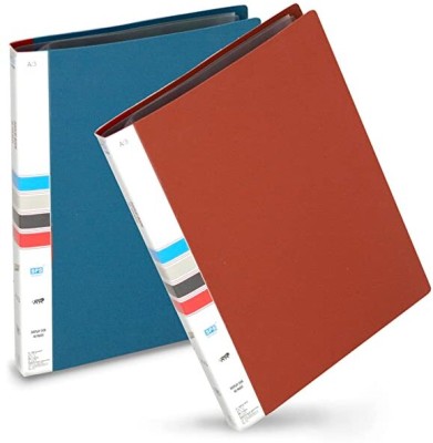 Sejas Collections Plastic 20 Pockets Bound A3 Size Presentation Display Book Portfolio File Folder(Set Of 2, Multicolor)