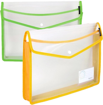 GPN PRINT Plastic Plastic File Folder Horizontal Poly Envelope FS Size File Document Organizer with Snap Closure & Label Pocket(Set Of 2, Transparent)