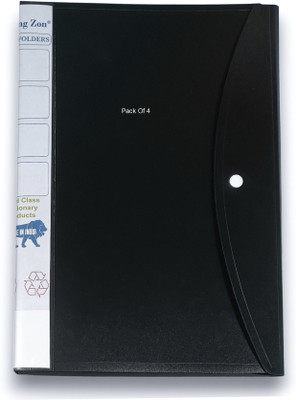 SHINING ZON Plastic Button Display File Folder 20 Leafs Full Scape Size For Documents(Set Of 4, Black)