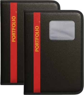 WTS GLOBAL PU Leather Portfolio Folder(Set Of 2, Red, Black)