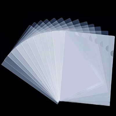 KANGROO plastic L Folder File A4 Size 40 Set Heavy Duty Transparent Clear Document Holder(Set Of 40, White)