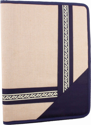 ZesTale Jute FIle Folder(Set Of 1, Blue, Beige)