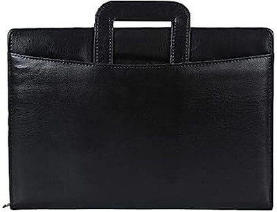 Amaayra Leatherette II 2 Ring Black Color II with Handle 10 Leafs Document File Folder(Set Of 1, Black)