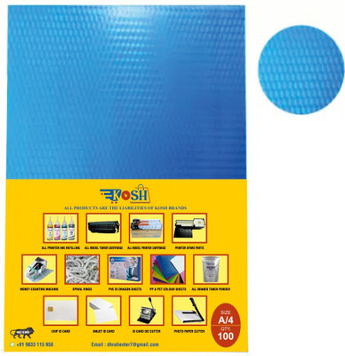 Kosh PVC Diamond spiral book binding sheet A3(Set Of 100, Blue)
